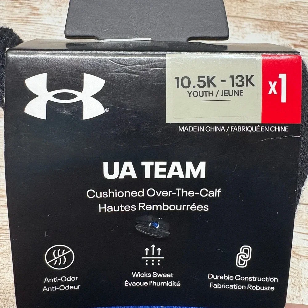 2 Under Armour‎ UA Team Socks Youth 10.5K-13K Royal Blue Cushioned Over-The-Calf